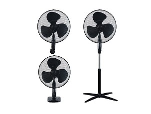 NIAROS "KURELI" Ventilator 3U1, PODNI, ZIDNI I STONI, PREČNIK 43CM, 45W, CRNI