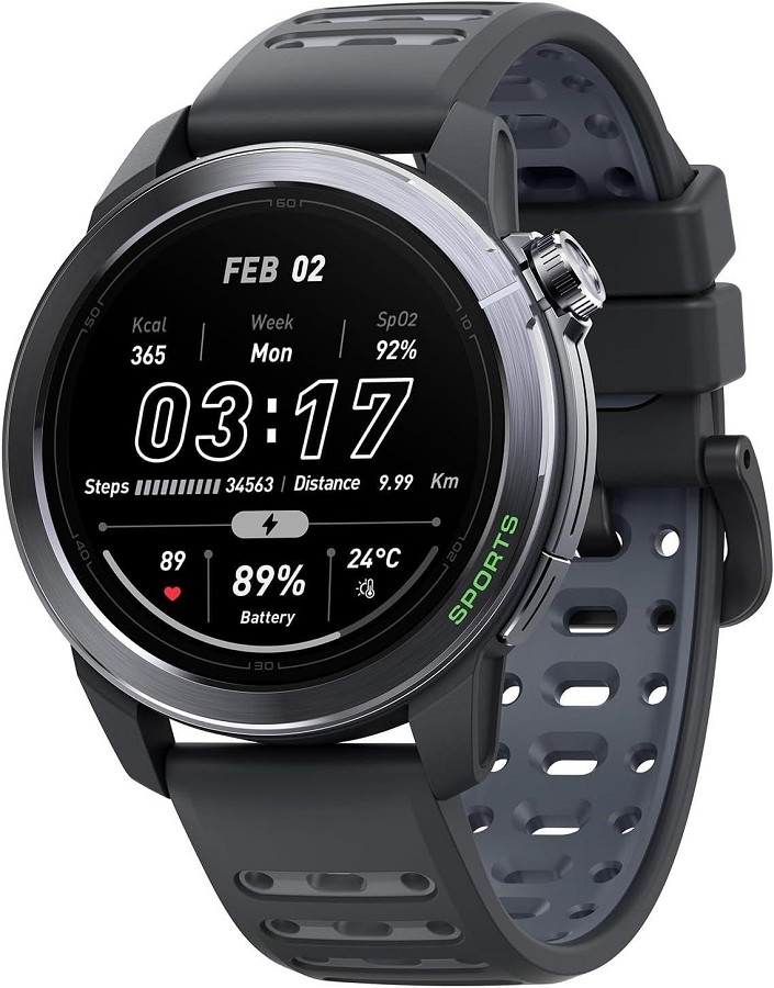 MIBRO GS ACTIVE2 PAMETNI SAT GPS, 1.32", 2 NARUKVICE, TAMNO Sivi